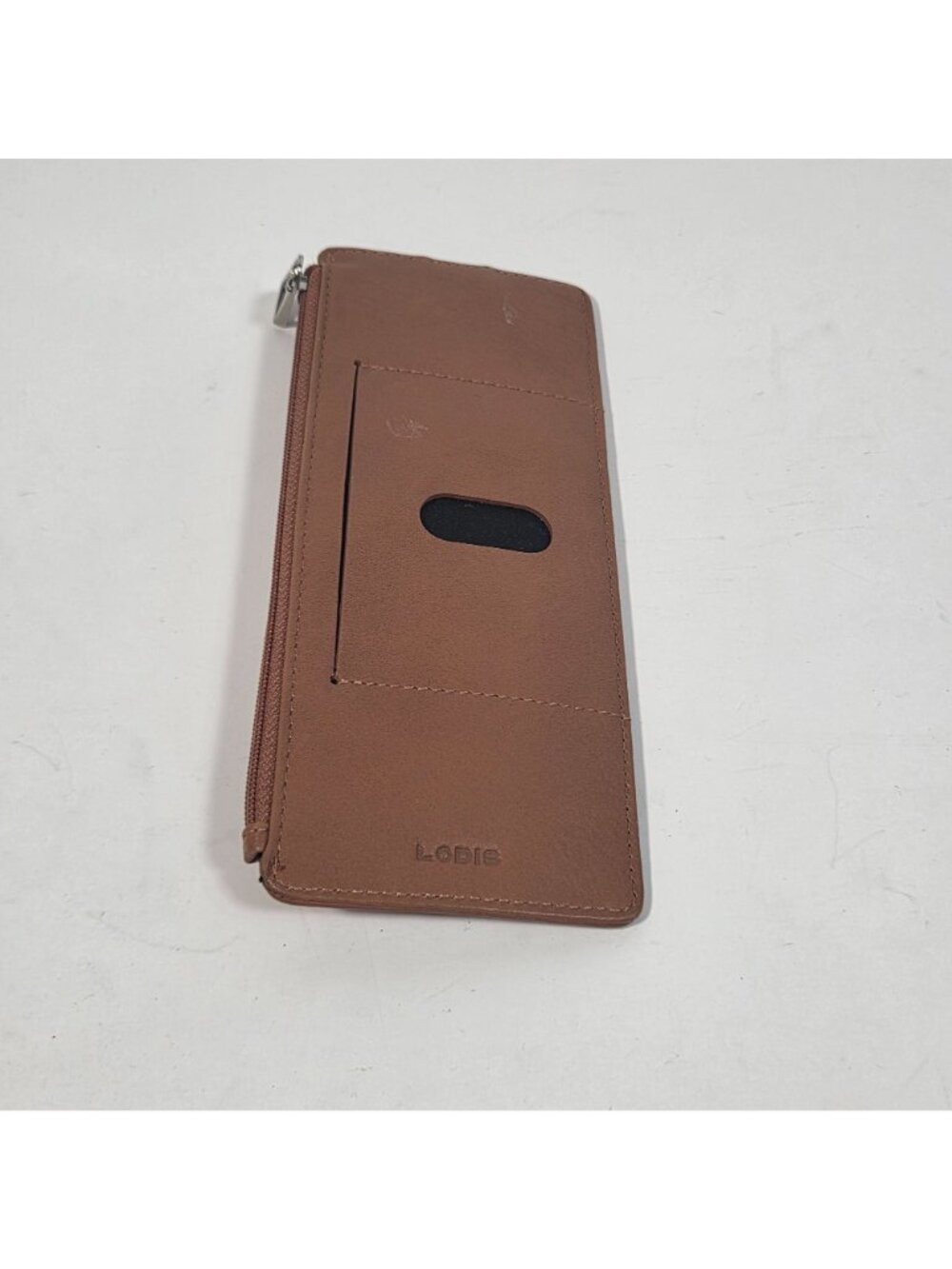 Lodis Julia Long Stacker Brown Leather Wallet Card Holder Zip Pocket Minimalist - Picture 4 of 9